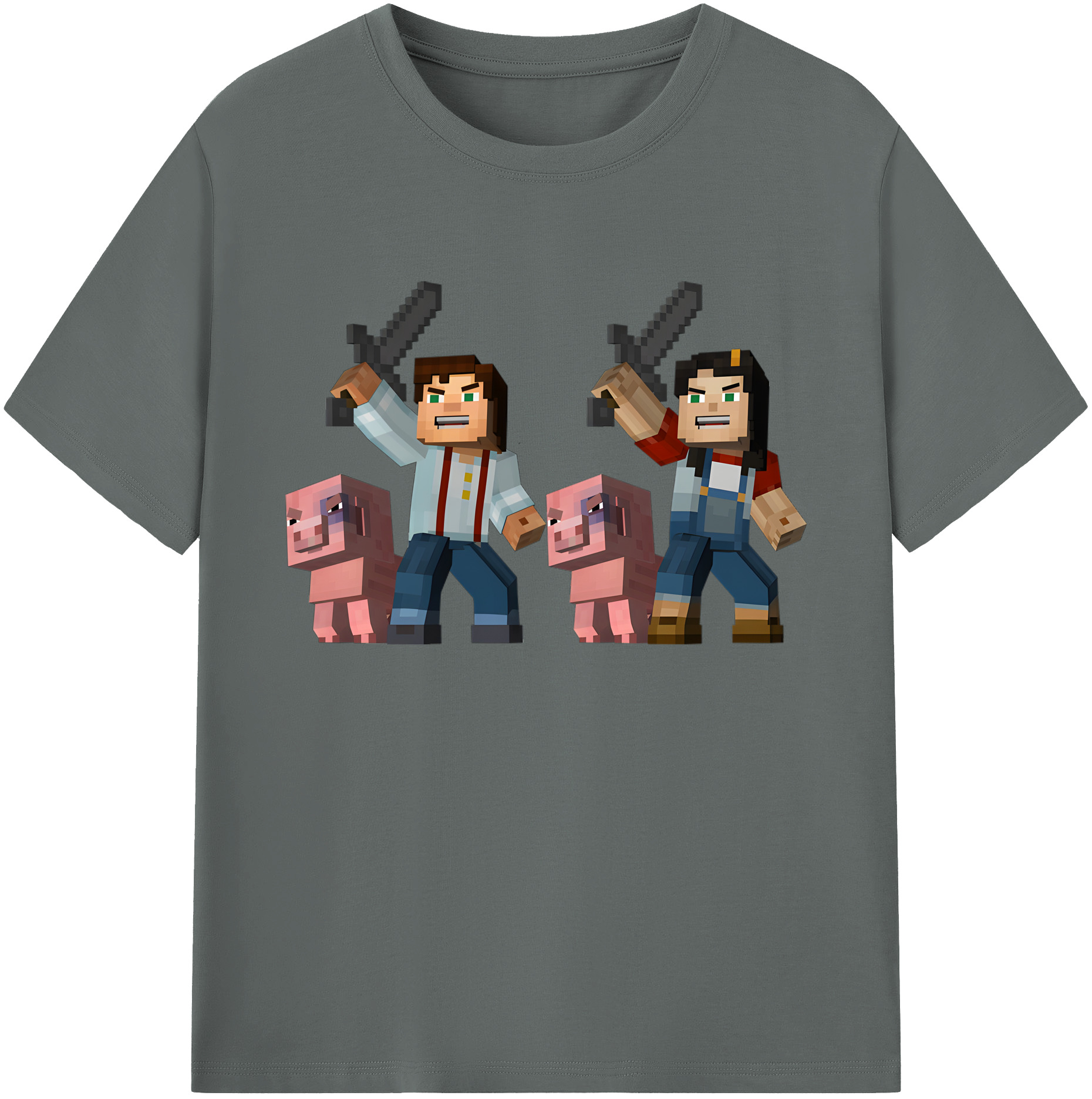 （画像用） マインクラフト ブロックの世界 Minecraft MC Block world 綿100％ メンズ半袖Tシャツ｜肌触りやわらか＆通気性